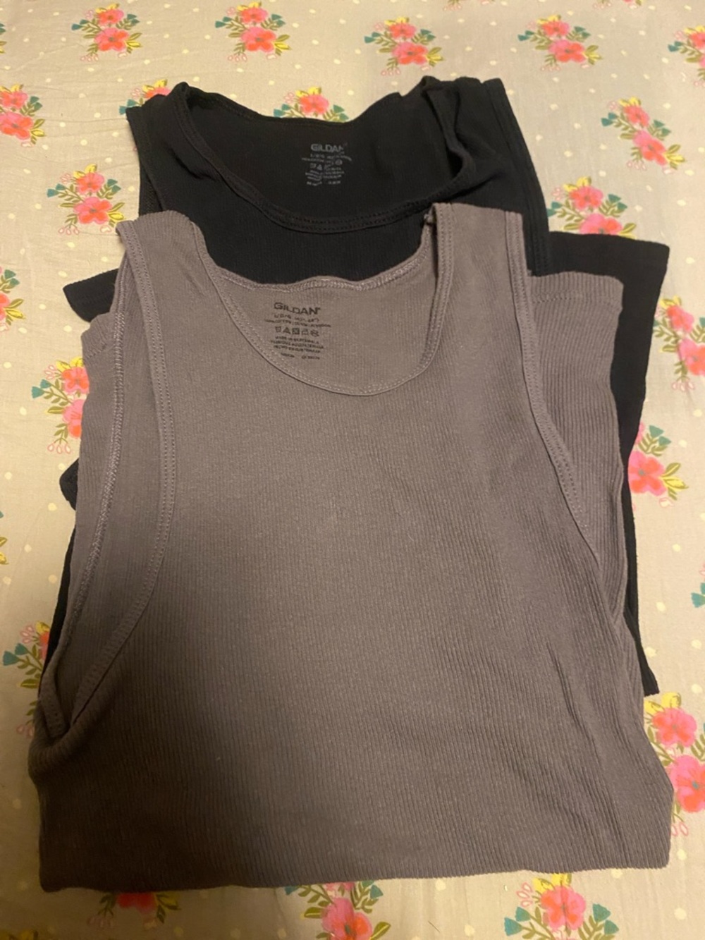 Gildan Ribbed Tank Tops - 3 Black and 1 Gray